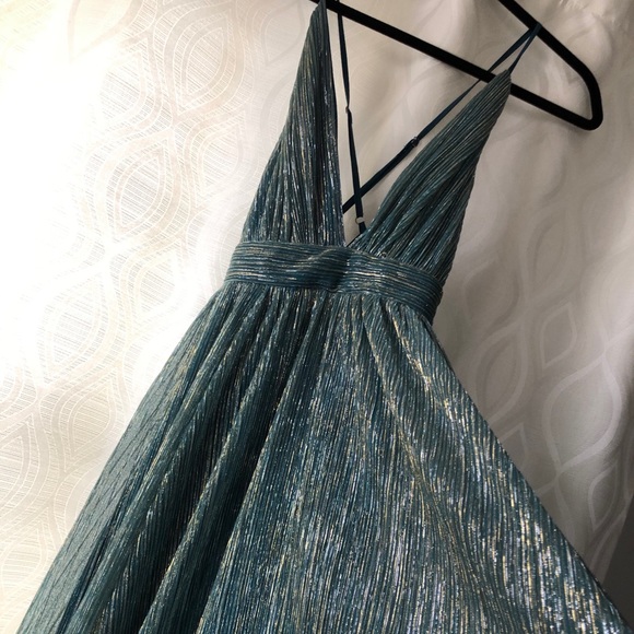Iridescent Mermaid Green Blue Gown - Picture 8 of 10